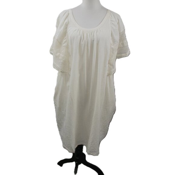 Old Navy Cream Crochet Lace Accent Short Sleeve Cotton Dress Size XXL - Picture 1 of 7